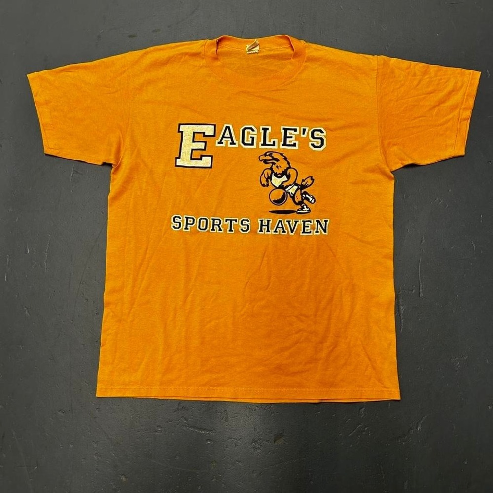 Vintage 80s High school college graphic yellow single stitch tee shirt tshirt